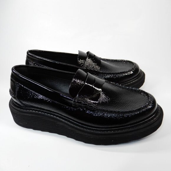 Pedro Garcia Sloan Platform Penny Loafers EU 39 9 Black Patent Leather NEW $660 - Picture 7 of 16
